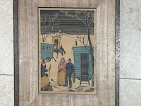 Jan franken pzn. (1896-1977) - woonwagens in de sneeuw , houtsnede - afbeelding 2 van  3