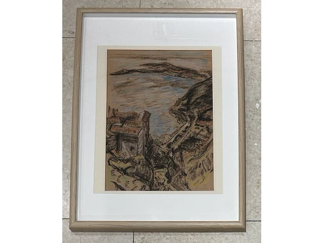 Jan wiegers - eze bouwjaar 1939, kleurkrijttekening - afbeelding 2 van  3