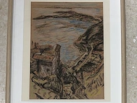 Jan wiegers - eze bouwjaar 1939, kleurkrijttekening - afbeelding 2 van  3