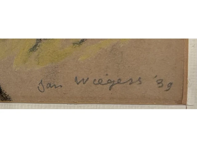 Jan wiegers - eze bouwjaar 1939, kleurkrijttekening - afbeelding 3 van  3