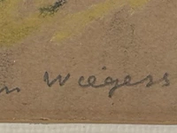 Jan wiegers - eze bouwjaar 1939, kleurkrijttekening - afbeelding 3 van  3