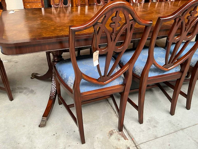 Jansen furniture burl extended eetkamertafel met stoelen - afbeelding 5 van  7