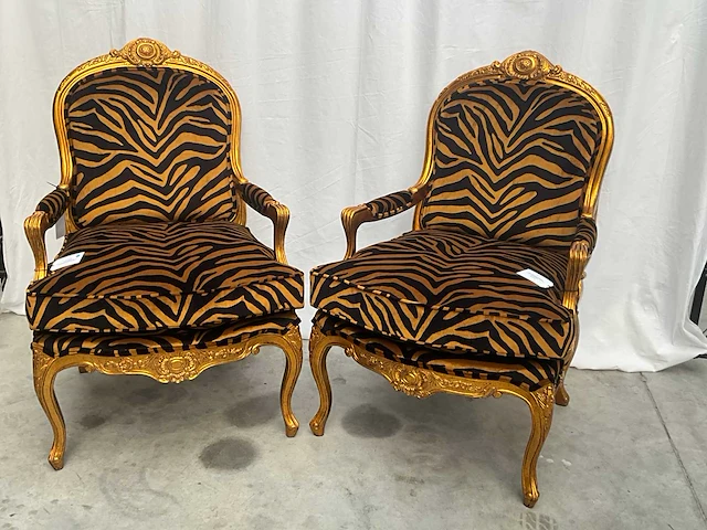 Jansen furniture louis xv fauteuil (2x) - afbeelding 1 van  7