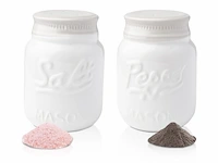 Jar salt & pepper shakers charmant decoratief mason jardecor keramiek 105 ml - afbeelding 1 van  4