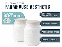 Jar salt & pepper shakers charmant decoratief mason jardecor keramiek 105 ml - afbeelding 3 van  4