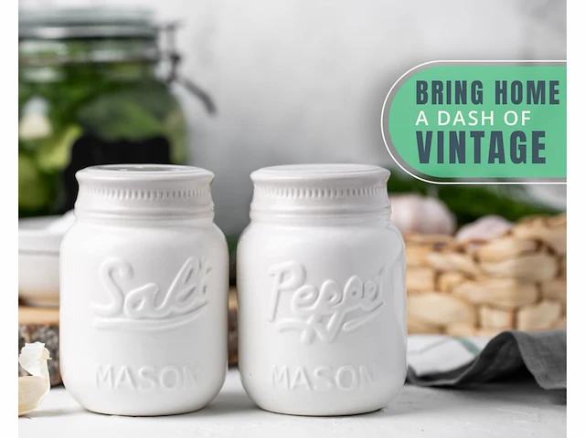 Jar salt & pepper shakers charmant decoratief mason jardecor keramiek 105 ml - afbeelding 4 van  4