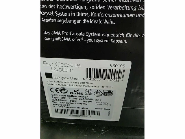 Java - pro capsule system ooh021-585 - espressomachine - afbeelding 9 van  9