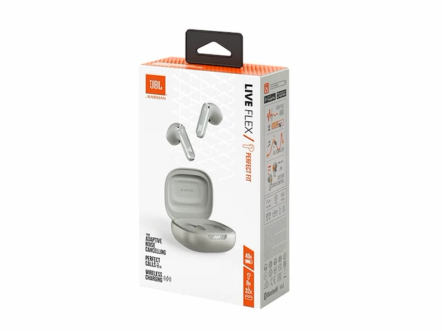 Jbl live flex in-ear bluetooth koptelefoon met 40 uur batterijduur noise cancelling en waterdicht zilver - afbeelding 2 van  4