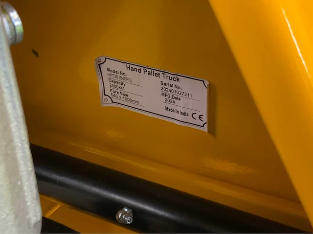 Jd hpt 2500 hand hydraulische palletwagen geel 1000mm - afbeelding 3 van  11