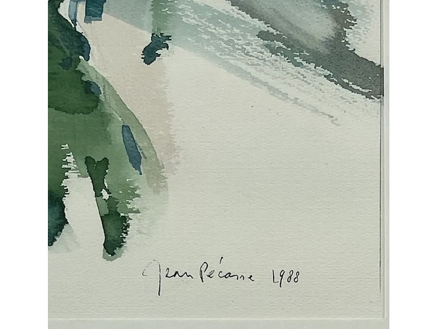 Jean pécasse, aquarel “afdaling vanaf het diengplateau” , 1988. gesigneerd rechts-onder met toevoeging jaartal. links-onder voorzien van titel. - afbeelding 3 van  5