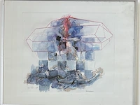 Jean pécasse, aquarel “different reasons” , 1988. gesigneerd links-onder met toevoeging jaartal. rechts-onder voorzien van titel. - afbeelding 1 van  5