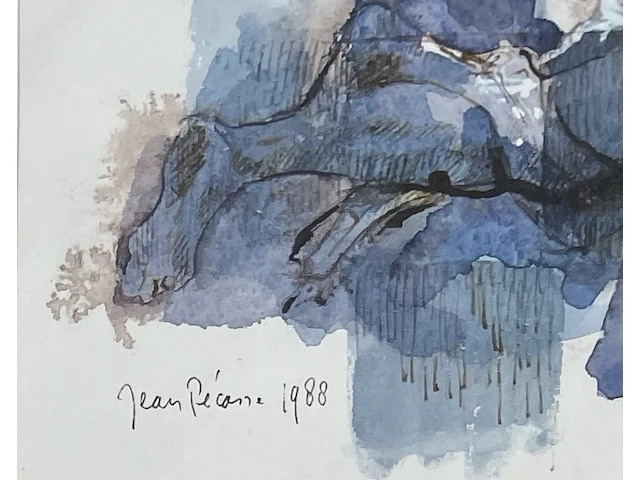 Jean pécasse, aquarel “different reasons” , 1988. gesigneerd links-onder met toevoeging jaartal. rechts-onder voorzien van titel. - afbeelding 3 van  5