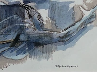 Jean pécasse, aquarel “different reasons” , 1988. gesigneerd links-onder met toevoeging jaartal. rechts-onder voorzien van titel. - afbeelding 4 van  5
