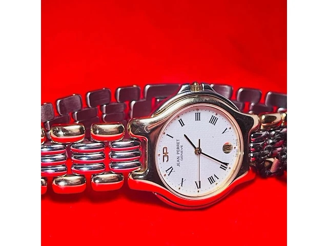 Jean perret geneve herenhorloge - gouden doublé two tone dresswatch - afbeelding 4 van  8