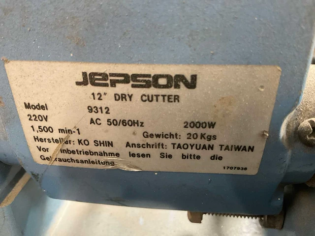 Jepson dry cutter 9312 afkortcirkelzaagmachine met mobiele werkbank - afbeelding 7 van  7