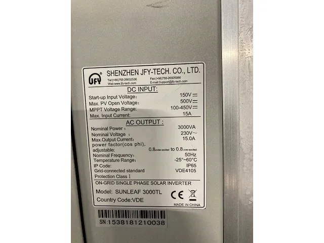 Jfy - 3000tl - omvormer t.b.v. zonnepanelen (1-fase) - afbeelding 3 van  3