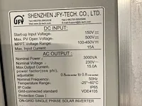 Jfy sunleaf 3000tl omvormer t.b.v. zonnepanelen (1-fase) - afbeelding 3 van  3