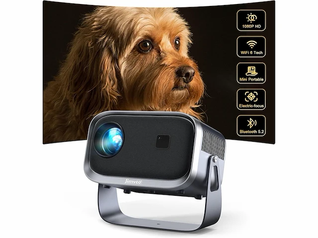 Jimveo projector 1080p full hd 12000l wifi6 bluetooth supports 4k home cinema 300 inch display with ios/android/tv - afbeelding 1 van  3
