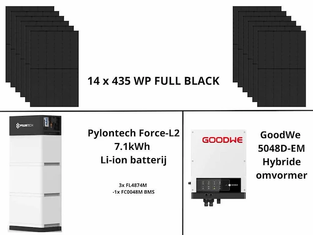 Jinko - set van 14 zonnepanelen (435 wp) met hybride omvormer en 7,1 kwh batterij - afbeelding 1 van  24