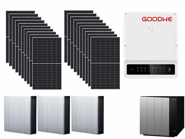 Jinko - set van 20 zonnepanelen (470 wp) met hybride omvormer (3-fase 8 kw) en 12,9 kwh batterij - afbeelding 1 van  21