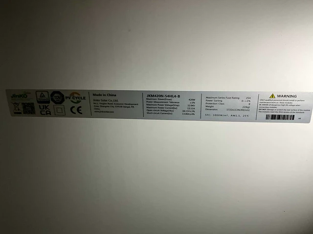 Jinko jkm420n-54hl4-b zonnepaneel (12x) - afbeelding 4 van  4