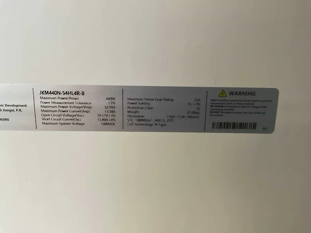 Jinko jkm440n-54hl4r-b zonnepaneel (15x) - afbeelding 6 van  8