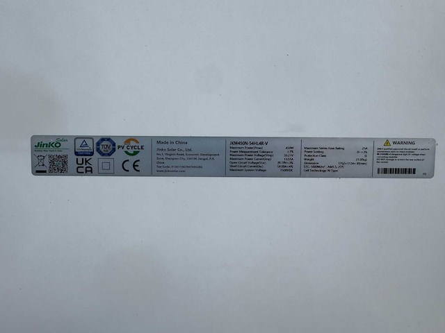 Jinko solar - set van 5 zonnepanelen (450 wp) - afbeelding 3 van  3