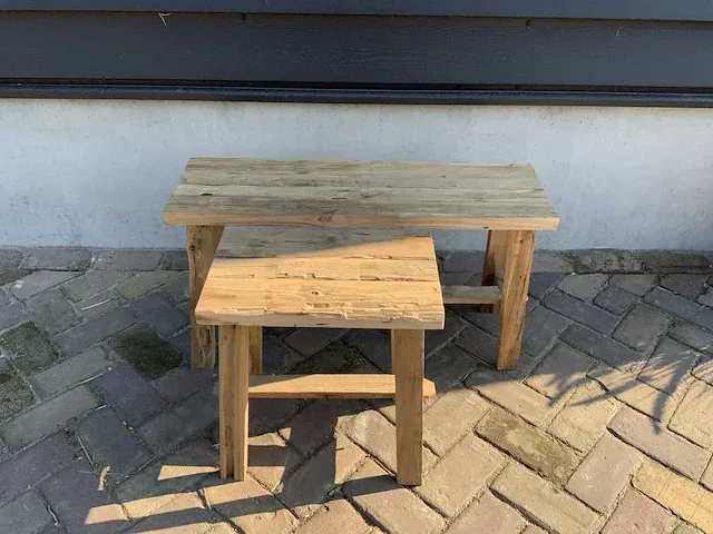 Jojo living recycled teak bijzettafelset - afbeelding 4 van  6