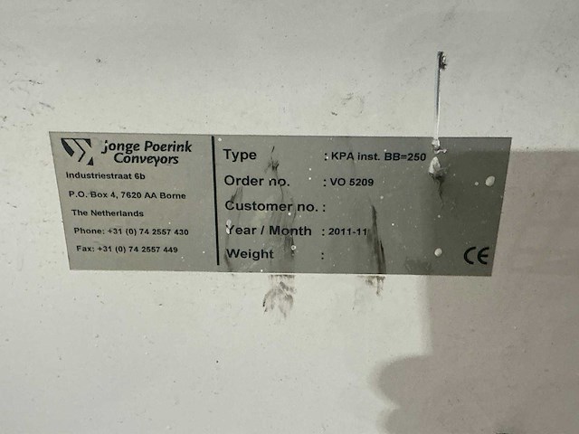 Jonge poerink conveyors kpa inst. bb=250 rollenbaan - afbeelding 5 van  5