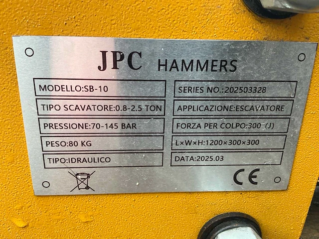 Jpc sb-10 hydraulische breekhamer / sloophamer - afbeelding 7 van  7