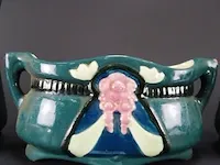 Jugendstil cache-pot met 2 flankeren vazen - afbeelding 3 van  5