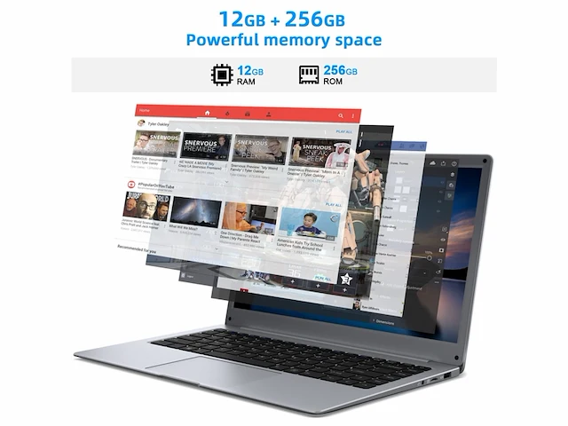 Jumper laptop windows 11 notebook 14 zoll 12 gb ram 256 gb ssd 64 bit usb 3.0 intel celeron qwerty - afbeelding 3 van  5