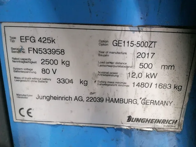 Jungheinrich - efg425k - vorkheftruck - afbeelding 3 van  11