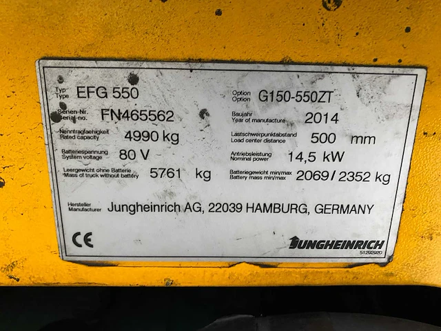 Jungheinrich - efg550 - vorkheftruck - 2014 - afbeelding 2 van  17