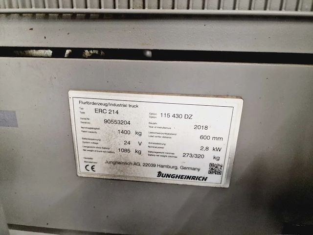 Jungheinrich - erc 214 - stapelaar - afbeelding 9 van  17