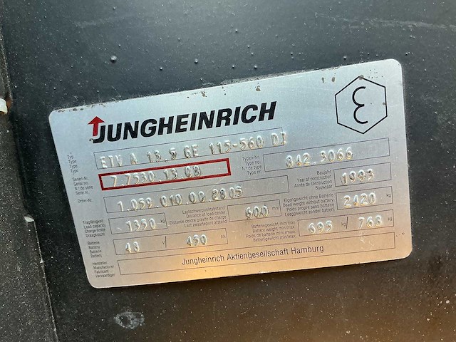 Jungheinrich - etv a 13.5 ge - reach forklift - 1993 - afbeelding 3 van  11
