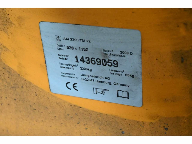 Jungheinrich am 2200 tm 22 hand hydraulische palletwagen - afbeelding 4 van  4