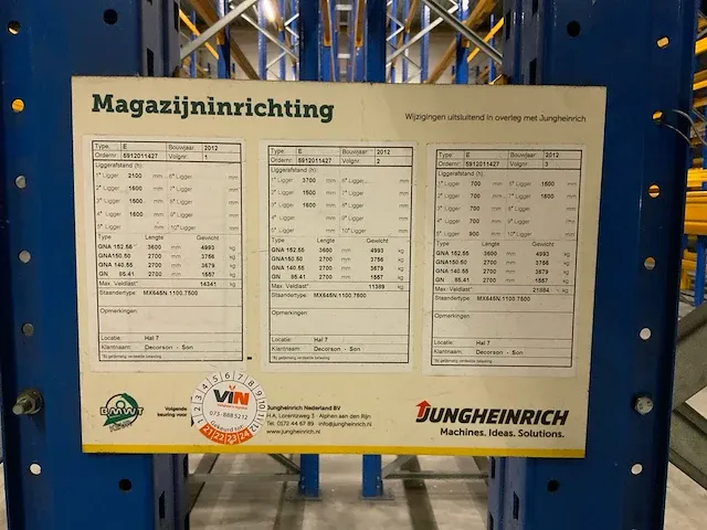 Jungheinrich e / mx 625n.1100. 7500 palletstelling (8x) - afbeelding 2 van  12