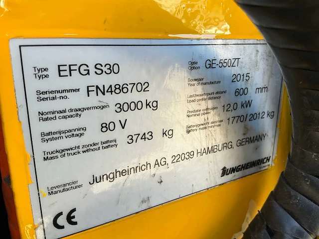Jungheinrich efg s30 vorkheftruck - afbeelding 10 van  19