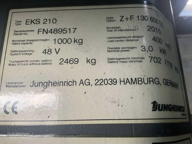 Jungheinrich eks210 reachtruck - afbeelding 2 van  11