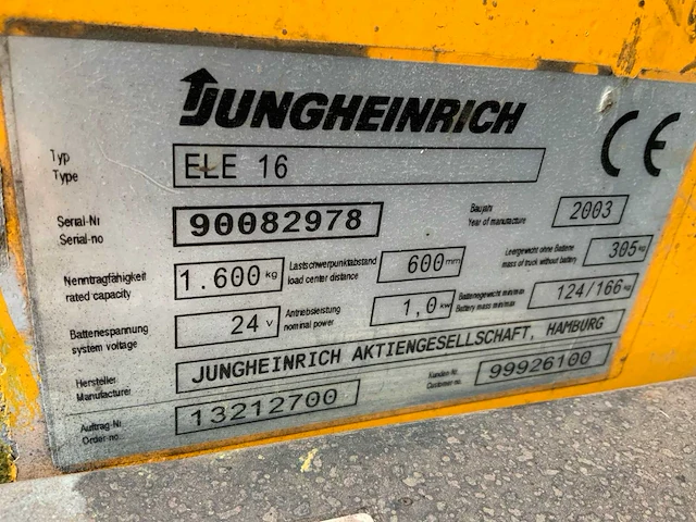 Jungheinrich ele 16 elektrische palletwagen - afbeelding 5 van  5