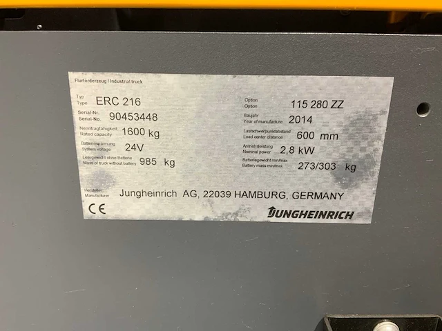 Jungheinrich erc 216 stapelaar - afbeelding 15 van  24