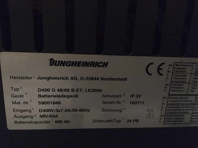 Jungheinrich vorkheftruck acculader - afbeelding 5 van  5