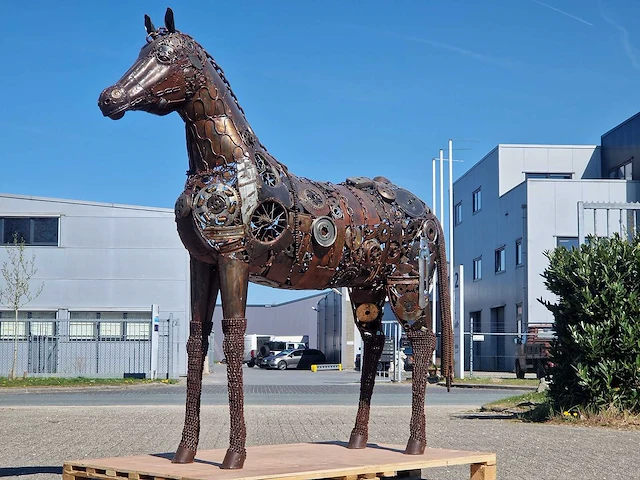 Junk-art tuinbeeld paard - afbeelding 1 van  9