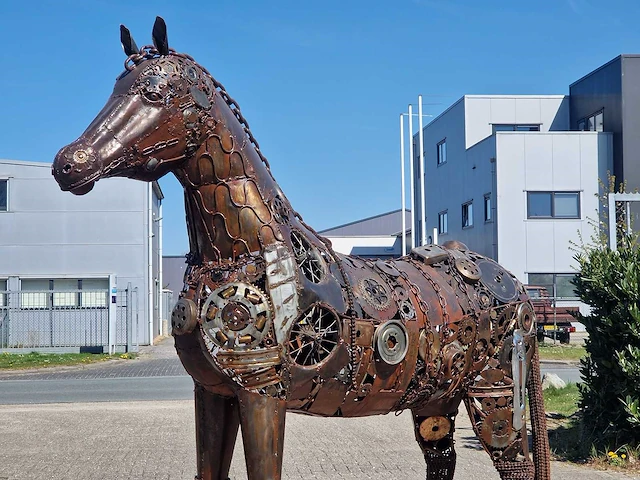 Junk-art tuinbeeld paard - afbeelding 4 van  9