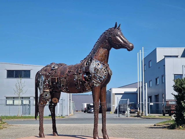 Junk-art tuinbeeld paard - afbeelding 9 van  9