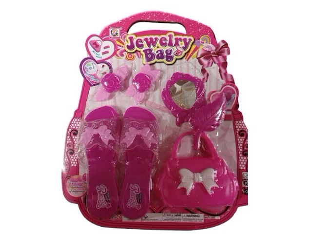 Juweel speel set - 7 delig - prinses - rose tas 1x h006 - afbeelding 1 van  3