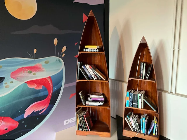 Kajak design boekenkast 190x54x35cm - afbeelding 5 van  9