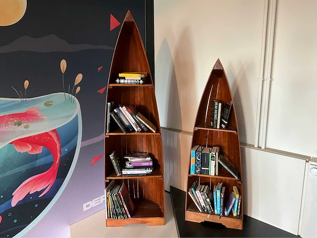 Kajak design boekenkast 190x54x35cm - afbeelding 9 van  9