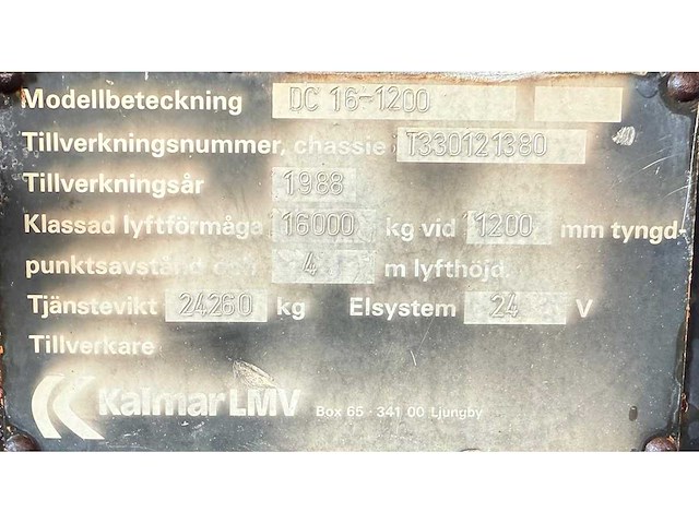 Kalmar - 1988 - dc16-1200 - vorkheftruck - afbeelding 16 van  23